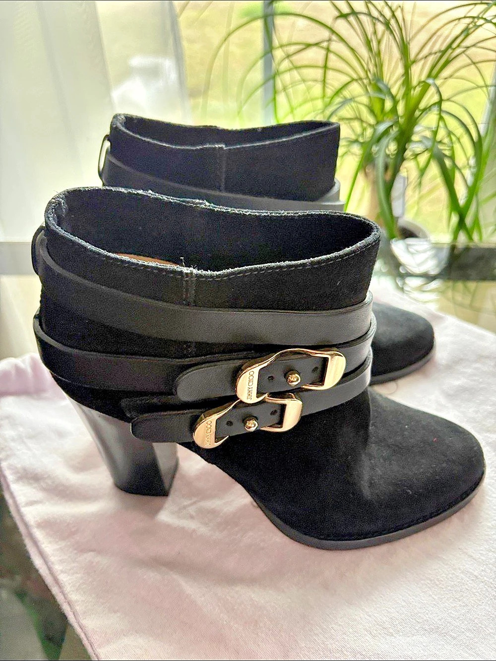 Jimmy Choo Black Buckle Ankle Boots